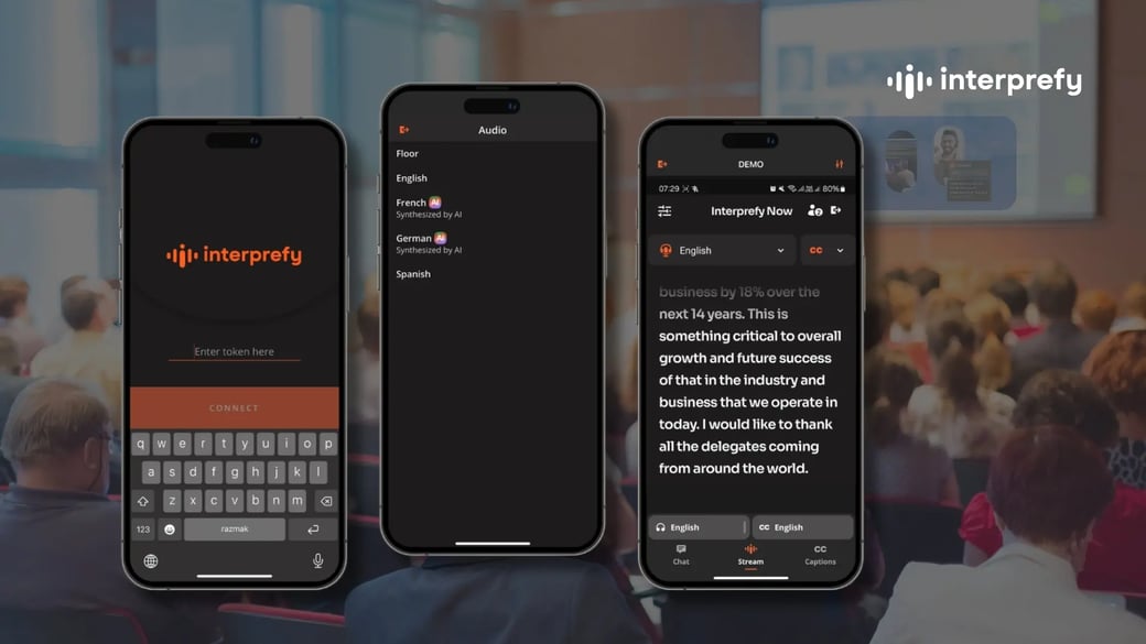 Interprefy AI Captions on mobile app