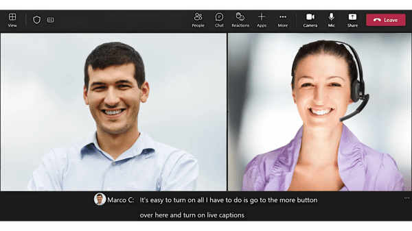 Captions in MS Teams