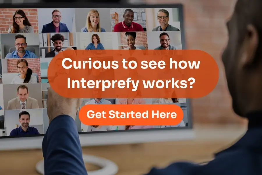 An Image of a person attending an online meeting powered by Interprefy