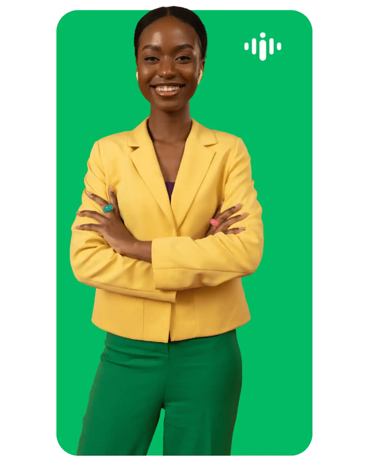 Interprefy - A women in the technology industry with folded arms smiling