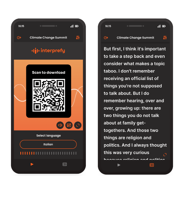 Interprefy AI mobile app